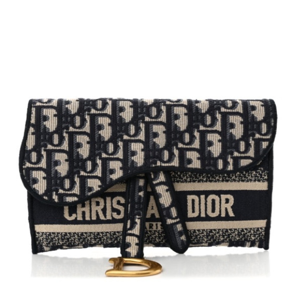 CHRISTIAN DIOR Oblique Slim Saddle Pouch Blue